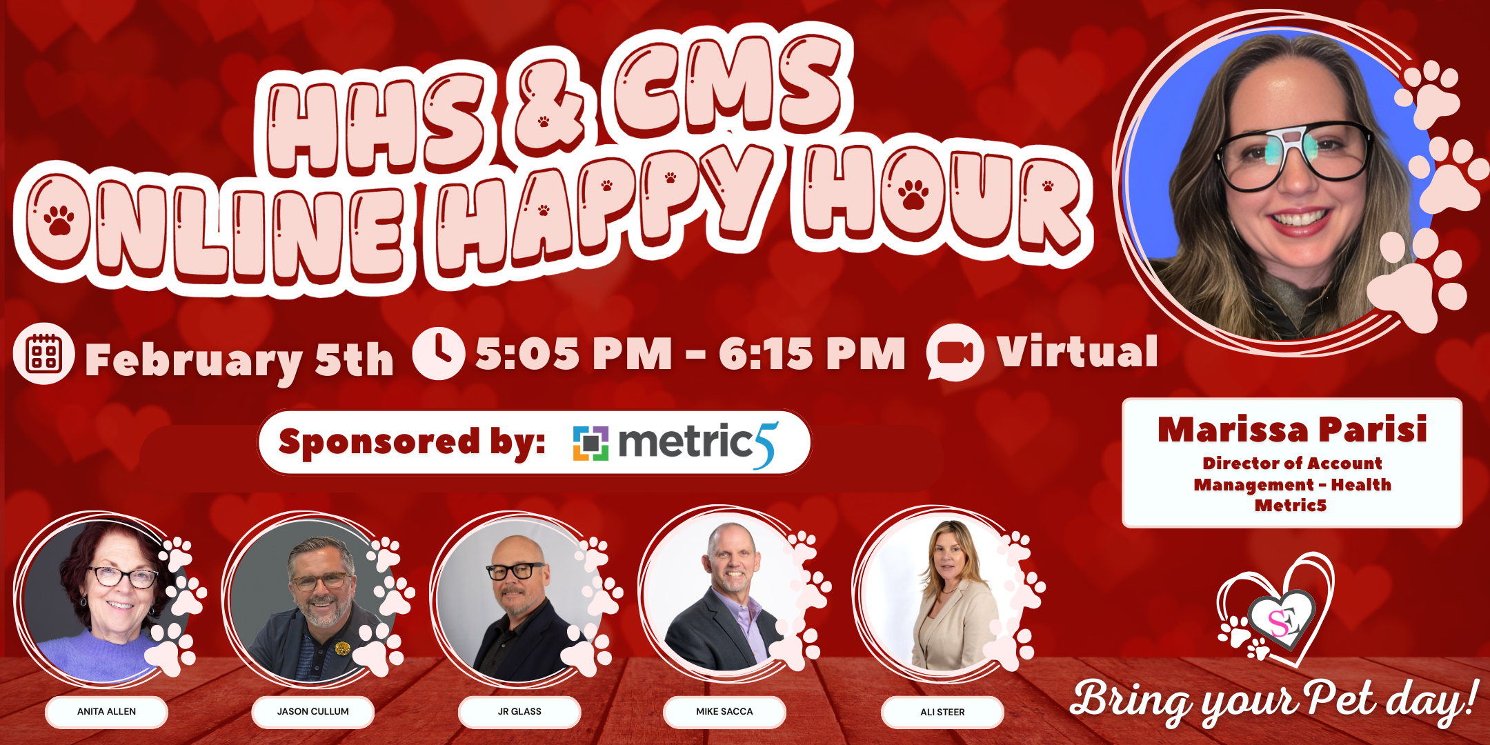 HHS & CMS Online Happy Hour (Cover Image with bees/honeycomb for National Honey Month)